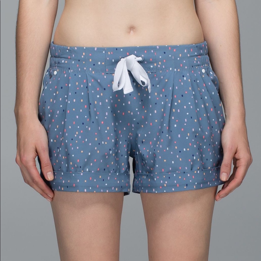 lululemon athletica Blue Polka Dot Drawstring Shorts